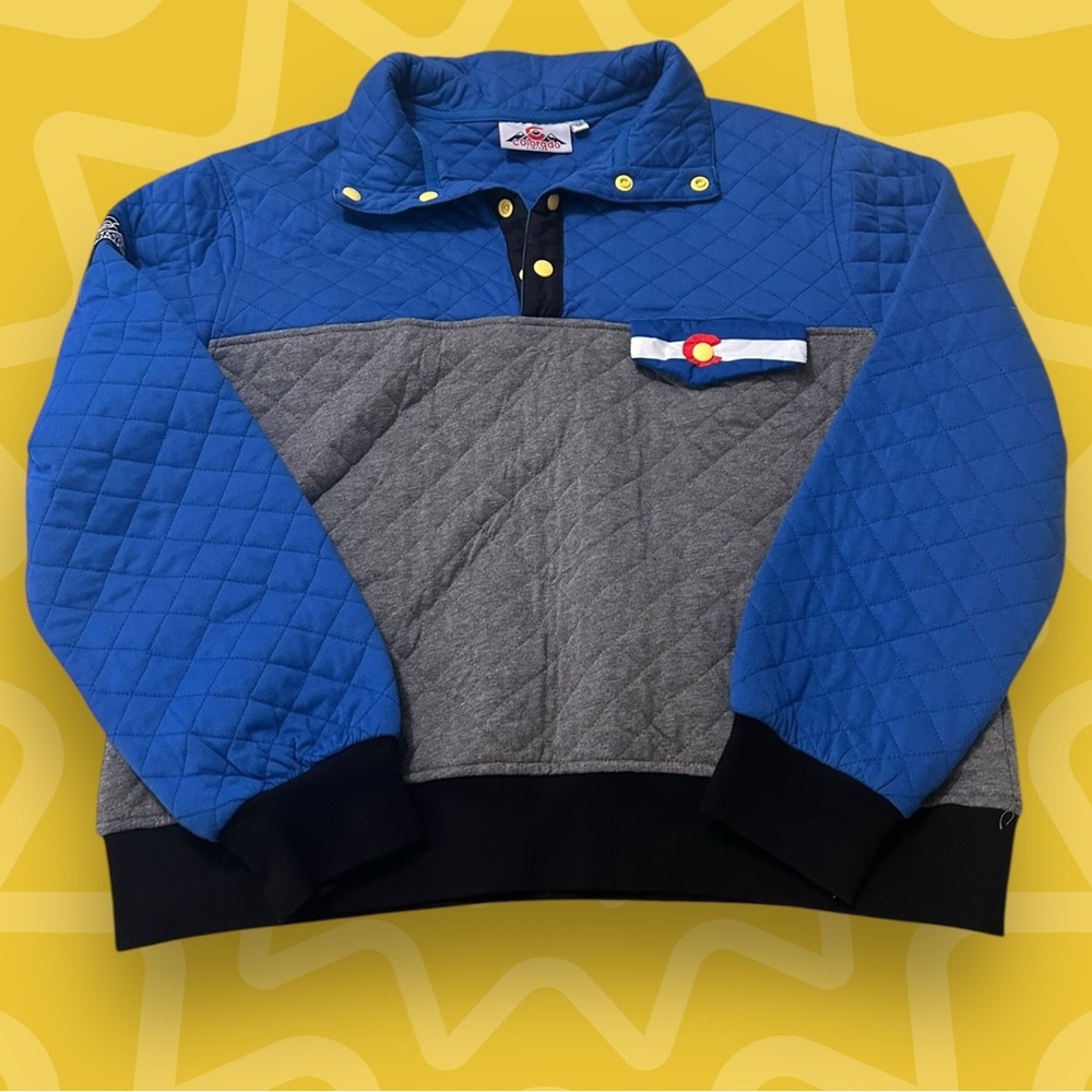 Vintage Y2K Colorado Limited Quilted 1/4 Button Up Pullover Jacket- Size Medium
